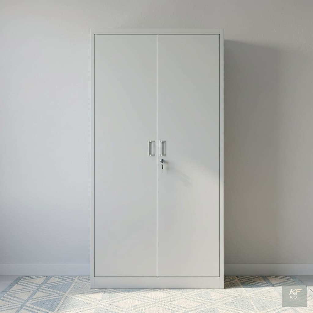 White 2-Door Metallic Office Filing Cabinet, white 2-door metal office cabinet, white metallic filing cabinet Kenya, modern white office storage cabinet, 2-door steel filing cupboard, lockable metalli