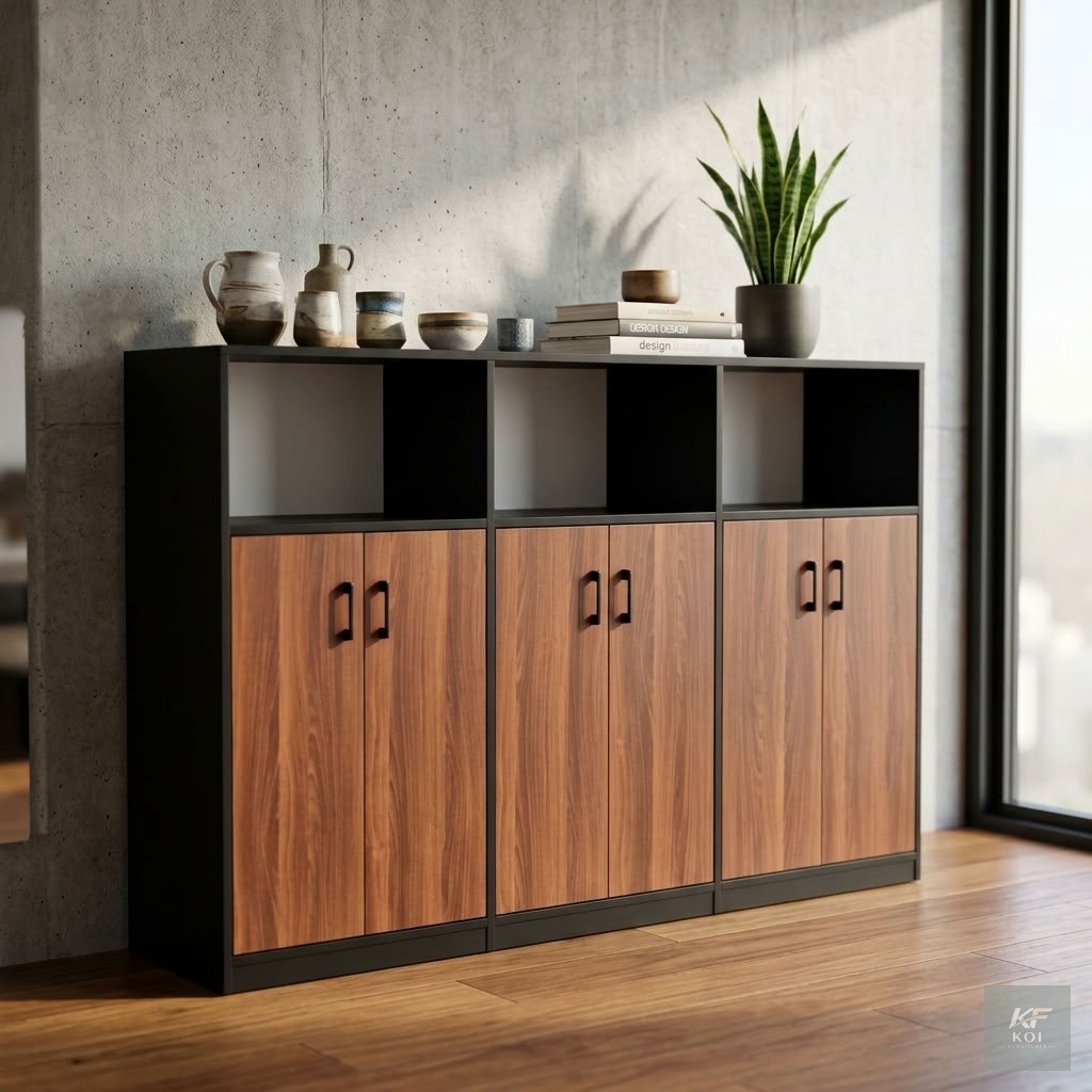 Wooden 6-Door Office Cupboard Credenza, 6-door wooden office cupboard, wooden office credenza, 6-door office storage cabinet, executive wooden credenza, office storage cupboard, wooden office cabinet,