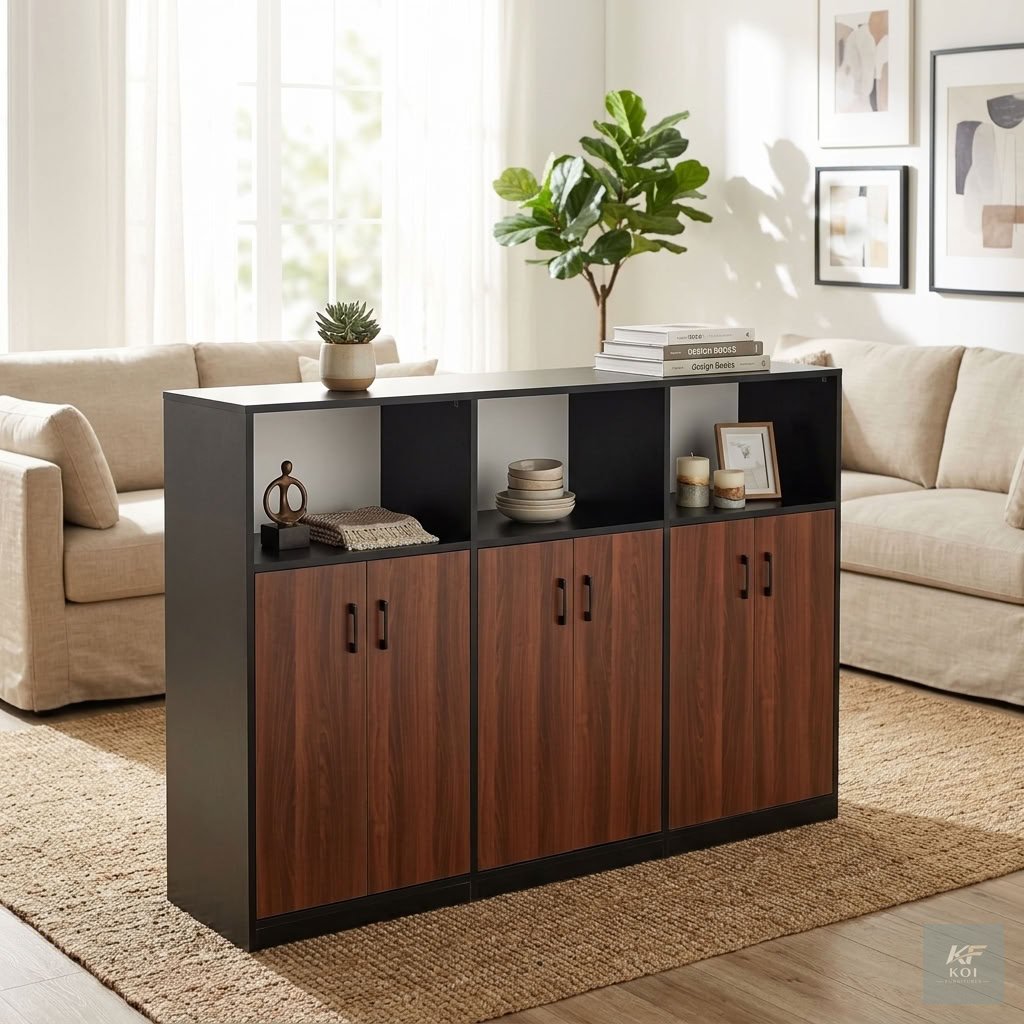 Wooden 6-Door Office Cupboard Credenza, 6-door wooden office cupboard, wooden office credenza, 6-door office storage cabinet, executive wooden credenza, office storage cupboard, wooden office cabinet,