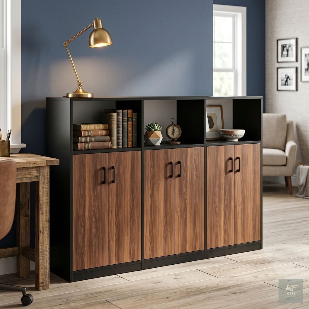 Wooden 6-Door Office Cupboard Credenza, 6-door wooden office cupboard, wooden office credenza, 6-door office storage cabinet, executive wooden credenza, office storage cupboard, wooden office cabinet,