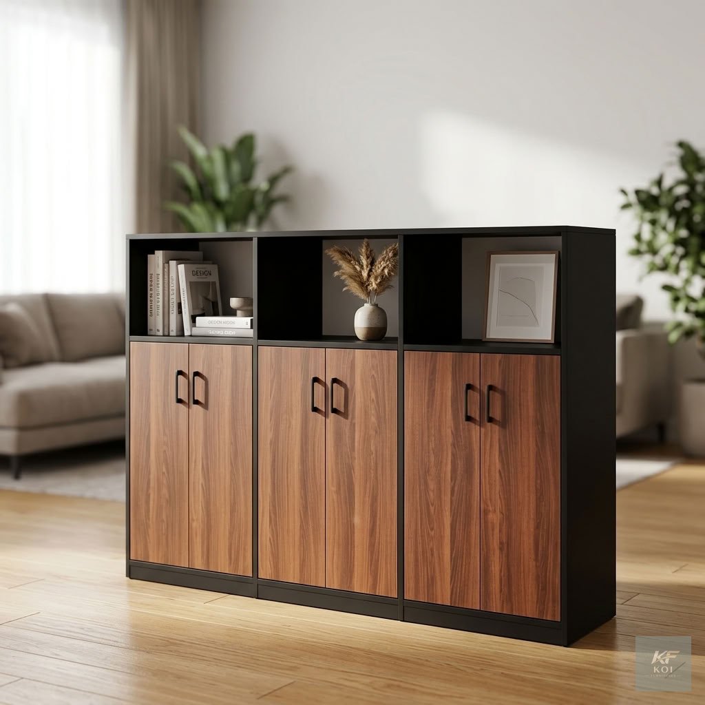 Wooden 6-Door Office Cupboard Credenza, 6-door wooden office cupboard, wooden office credenza, 6-door office storage cabinet, executive wooden credenza, office storage cupboard, wooden office cabinet,