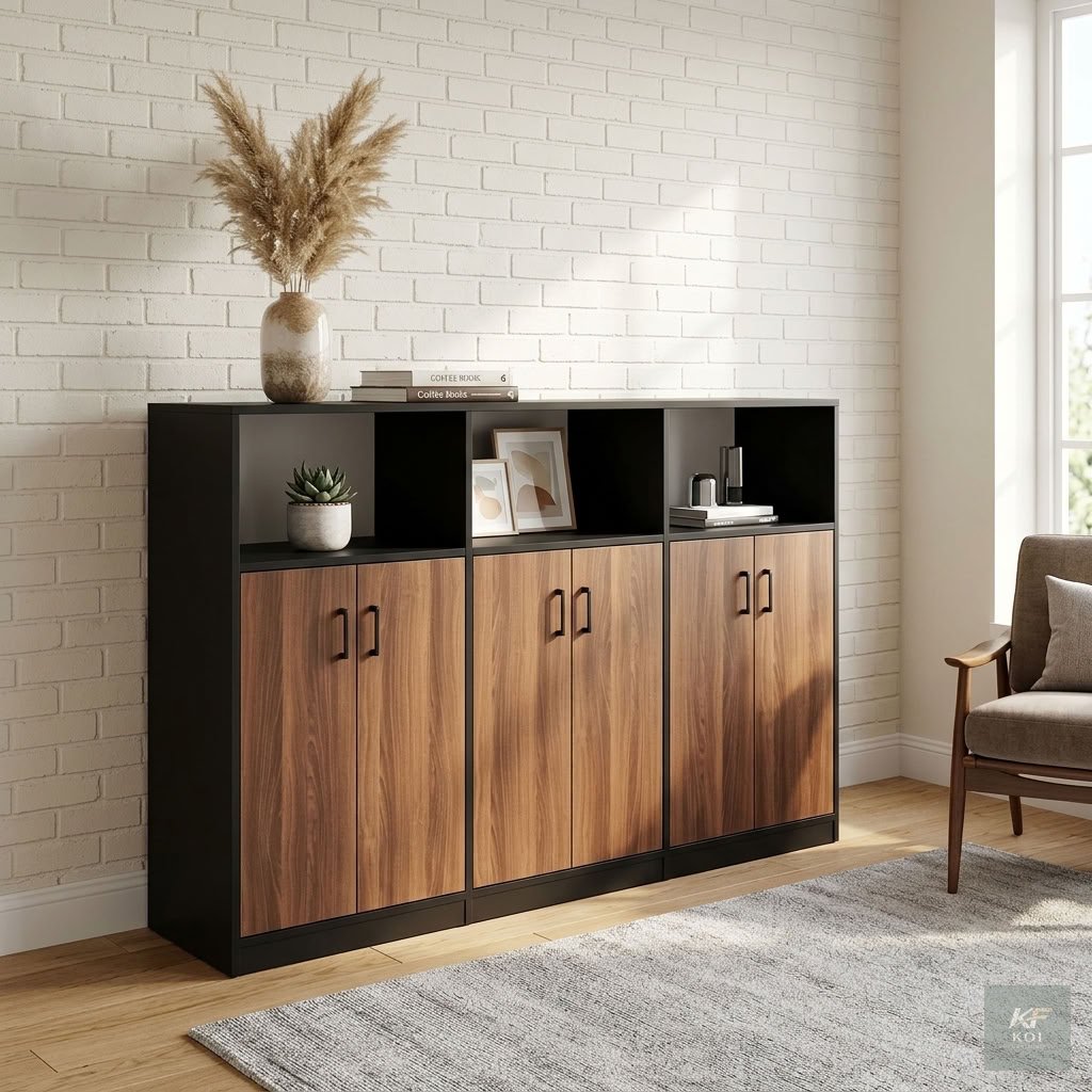 Wooden 6-Door Office Cupboard Credenza, 6-door wooden office cupboard, wooden office credenza, 6-door office storage cabinet, executive wooden credenza, office storage cupboard, wooden office cabinet,