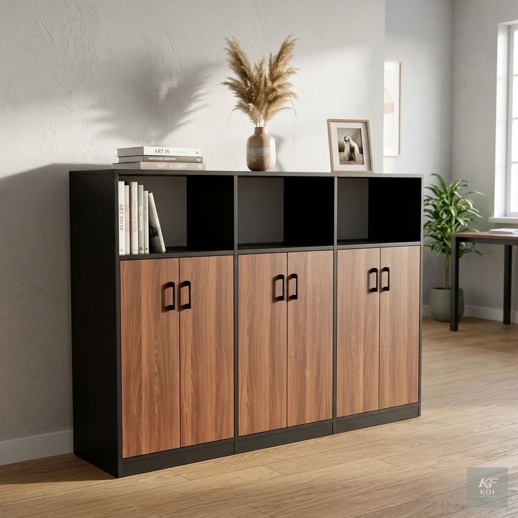 Wooden 6-Door Office Cupboard Credenza, 6-door wooden office cupboard, wooden office credenza, 6-door office storage cabinet, executive wooden credenza, office storage cupboard, wooden office cabinet,