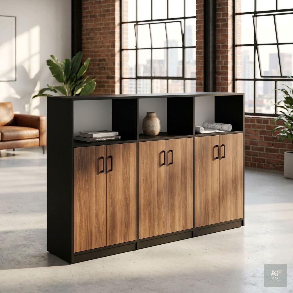 Wooden 6-Door Office Cupboard Credenza, 6-door wooden office cupboard, wooden office credenza, 6-door office storage cabinet, executive wooden credenza, office storage cupboard, wooden office cabinet,