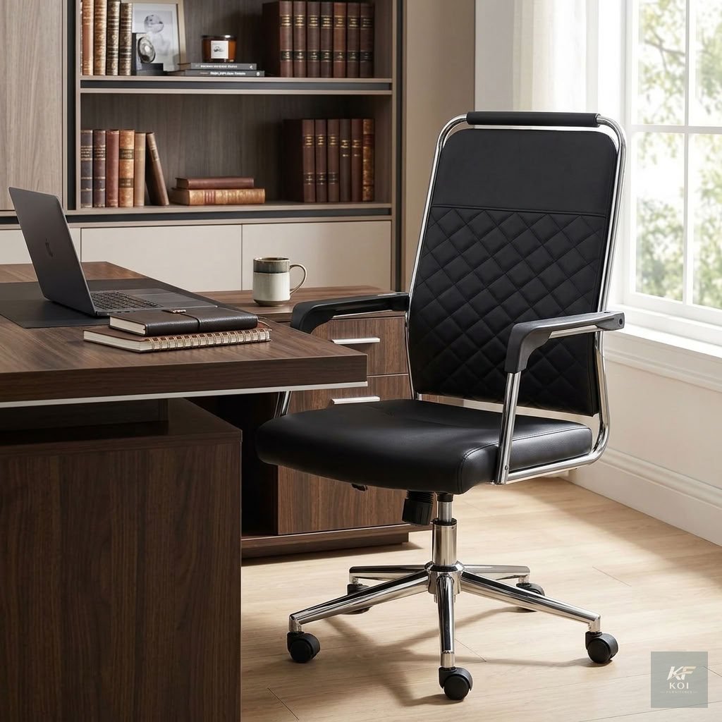 black leather executive office chair, black executive leather chair, black leather office chair, executive office chair, luxury executive office chair, premium leather office chair, high-back executiv