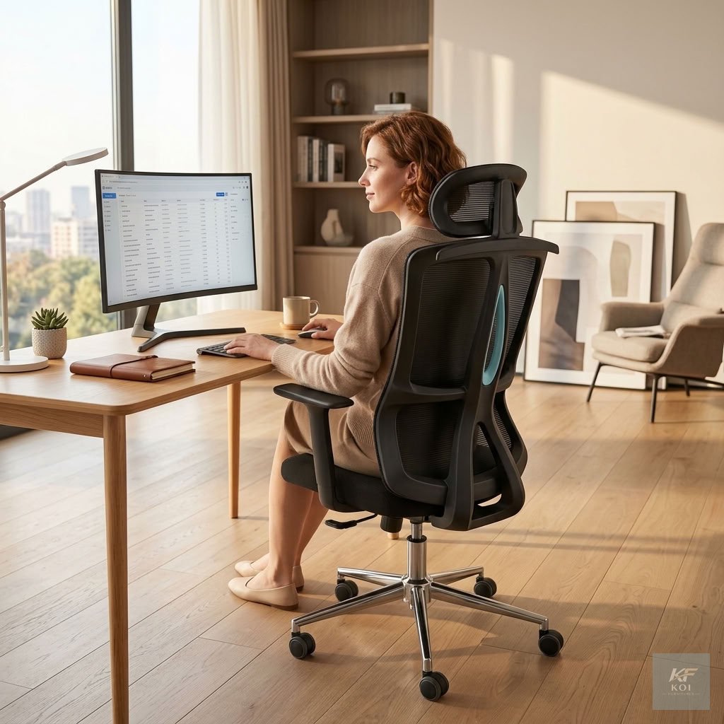 BLUEY black ergonomic high-back office chair, BLUEY ergonomic office chair, black high-back office chair, ergonomic black office chair, high-back ergonomic chair, adjustable office chair, black comput