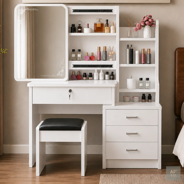 modern white vanity dressing table set                modern white vanity dressing table set, white vanity dressing table, modern makeup dressing table, white dressing table with mirror, vanity table