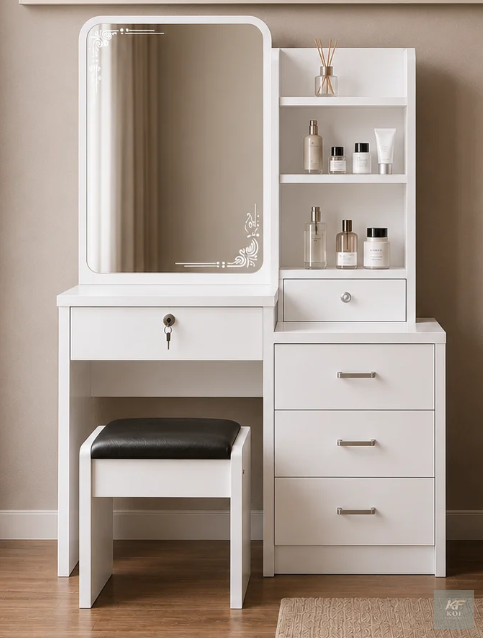 modern white vanity dressing table set                modern white vanity dressing table set, white vanity dressing table, modern makeup dressing table, white dressing table with mirror, vanity table