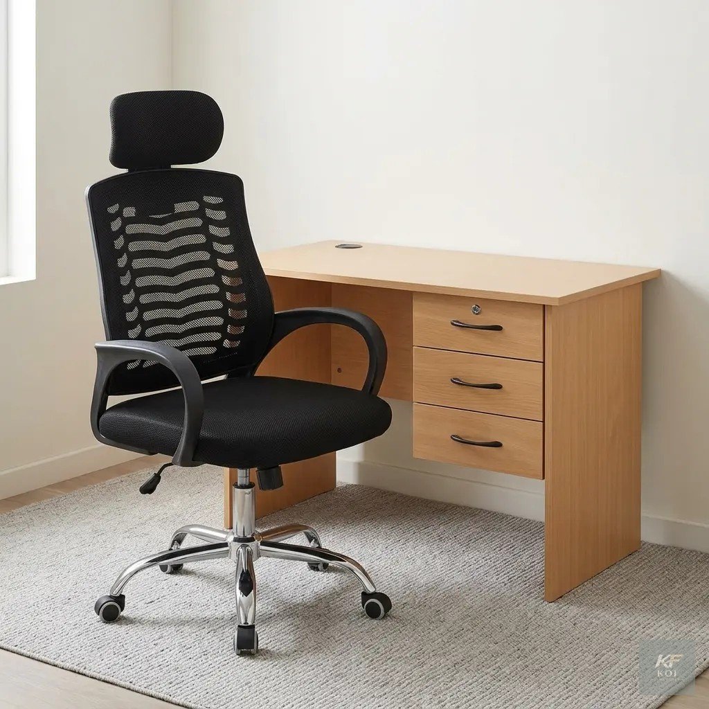 ergonomic mesh office chair + Desk Combo, office chair and desk combo Kenya, ergonomic office desk and chair set, mesh chair with office desk, office workstation combo Nairobi, computer desk and chair