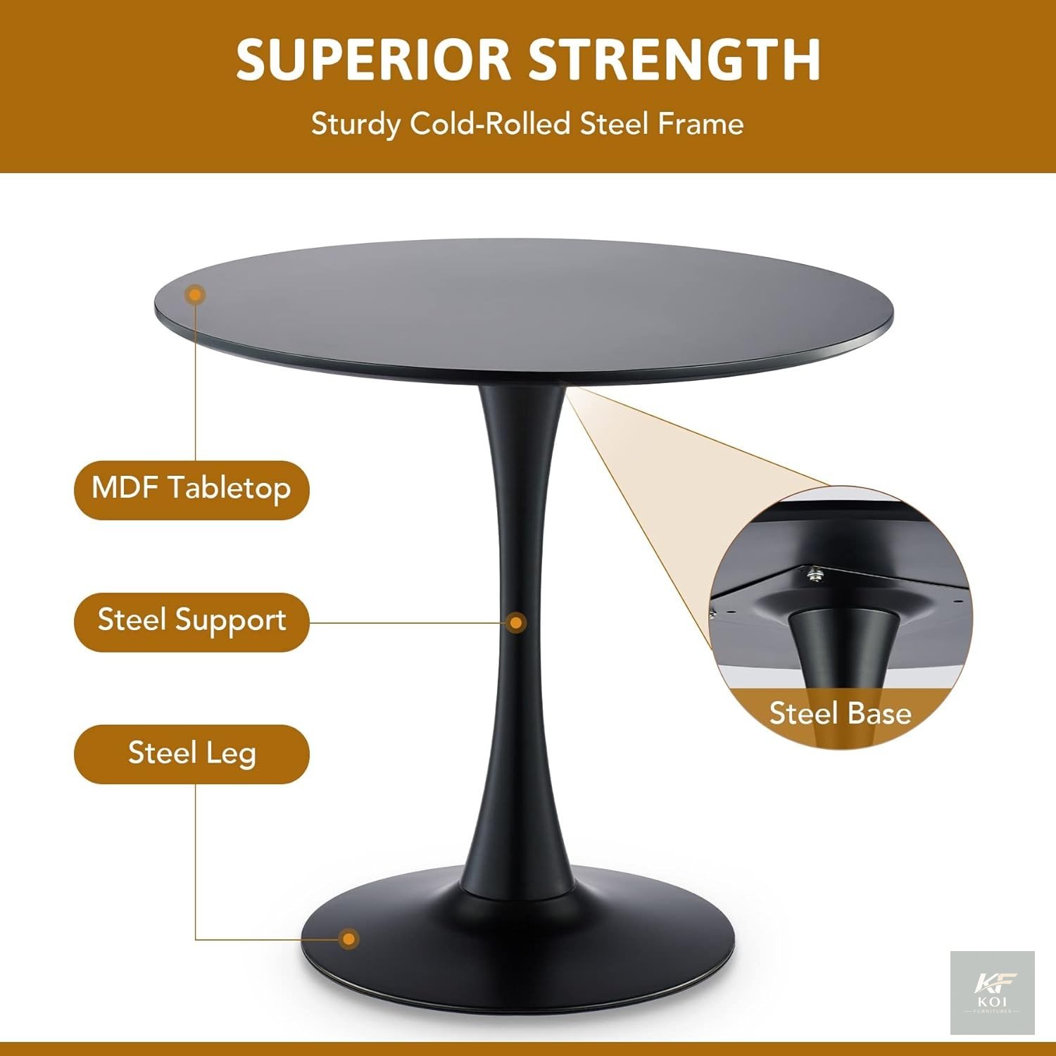 modern 3-piece round black dining set, 3-piece black dining set, modern round dining table set, black round dining table with chairs, 3-piece dining table and chairs, compact dining set Kenya, round b
