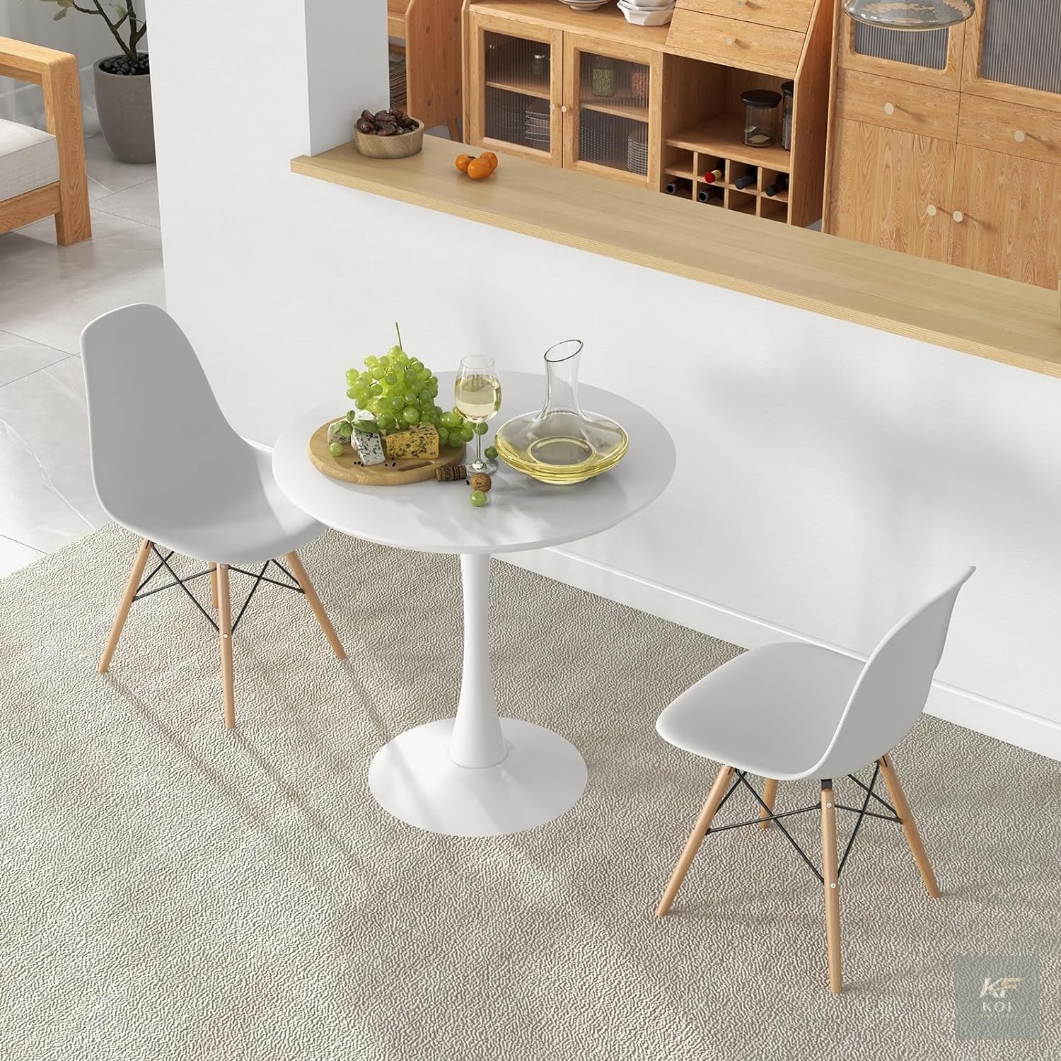 modern 3-piece round black dining set, 3-piece black dining set, modern round dining table set, black round dining table with chairs, 3-piece dining table and chairs, compact dining set Kenya, round b