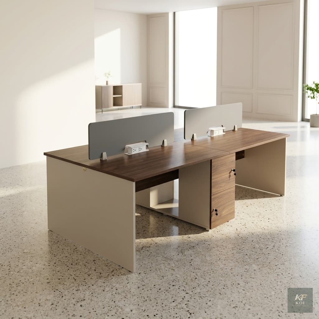 modern 4-way office workstation desk, 4-way office workstation, four-person office workstation desk, modern 4-seater office desk, four-way modular workstation, shared office workstation Kenya, four-pe