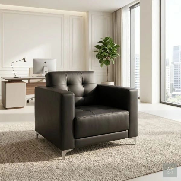 modern black leather 1-seater office armchair, black leather office armchair, single-seater office sofa, modern executive armchair, black leather lounge chair, 1-seater office sofa Kenya, premium offi
