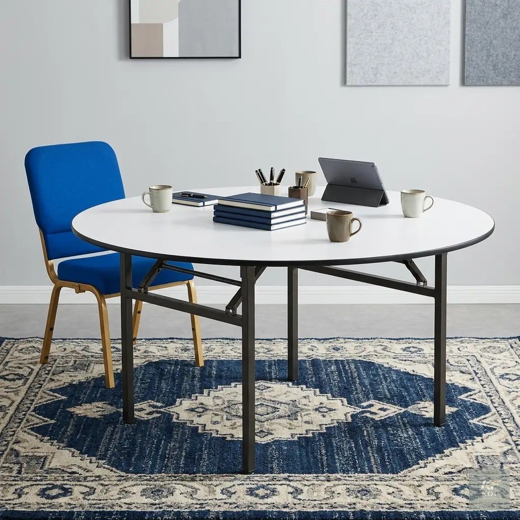 modern round folding conference table, round folding conference table Kenya, modern circular conference table, foldable round meeting table Nairobi, portable conference table Kenya, round foldable off