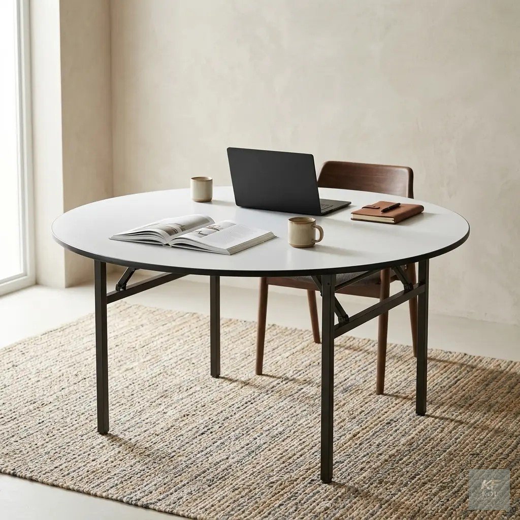 modern round folding conference table, round folding conference table Kenya, modern circular conference table, foldable round meeting table Nairobi, portable conference table Kenya, round foldable off