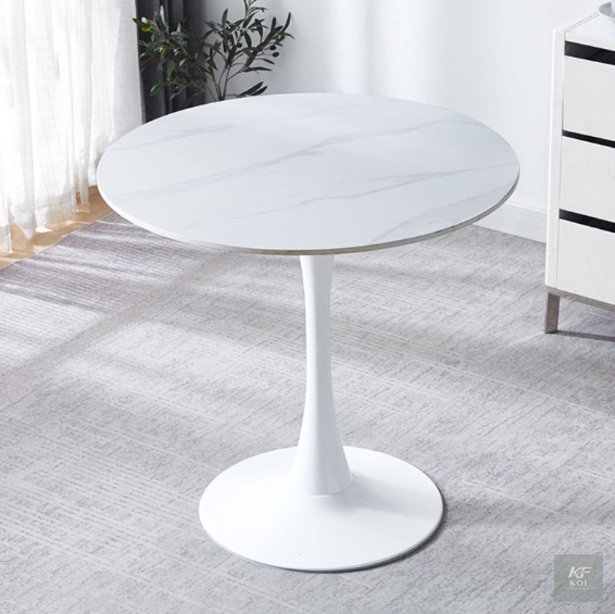 modern round marble-finish tulip table, round marble tulip table Kenya, modern tulip dining table, marble-finish round table Nairobi, round pedestal dining table, contemporary tulip table, white marbl