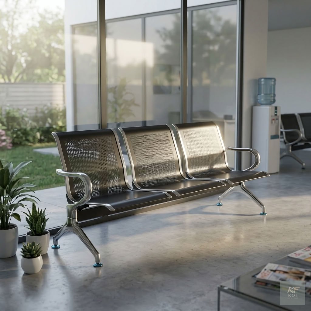 LIFT 3-link metallic waiting bench                LIFT 3-link metallic waiting bench, 3-seater metallic waiting bench, three-link waiting bench, metal waiting room bench, 3-seat office waiting bench,