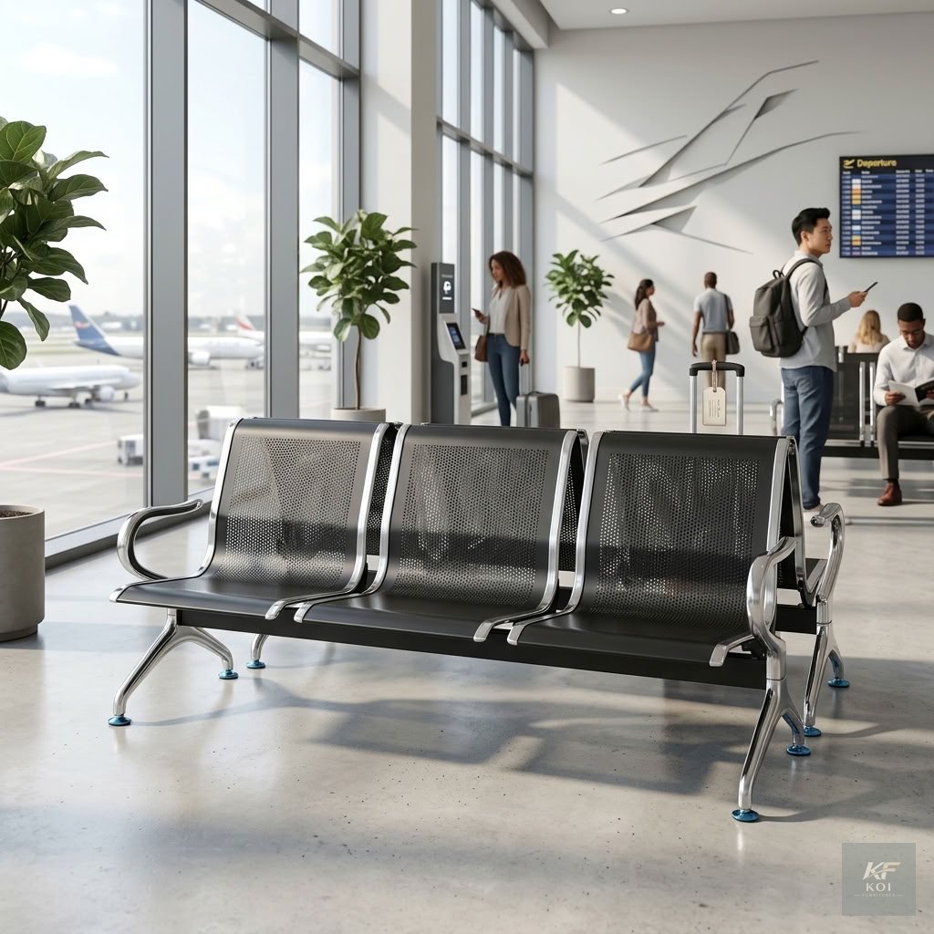 LIFT 3-link metallic waiting bench                LIFT 3-link metallic waiting bench, 3-seater metallic waiting bench, three-link waiting bench, metal waiting room bench, 3-seat office waiting bench,