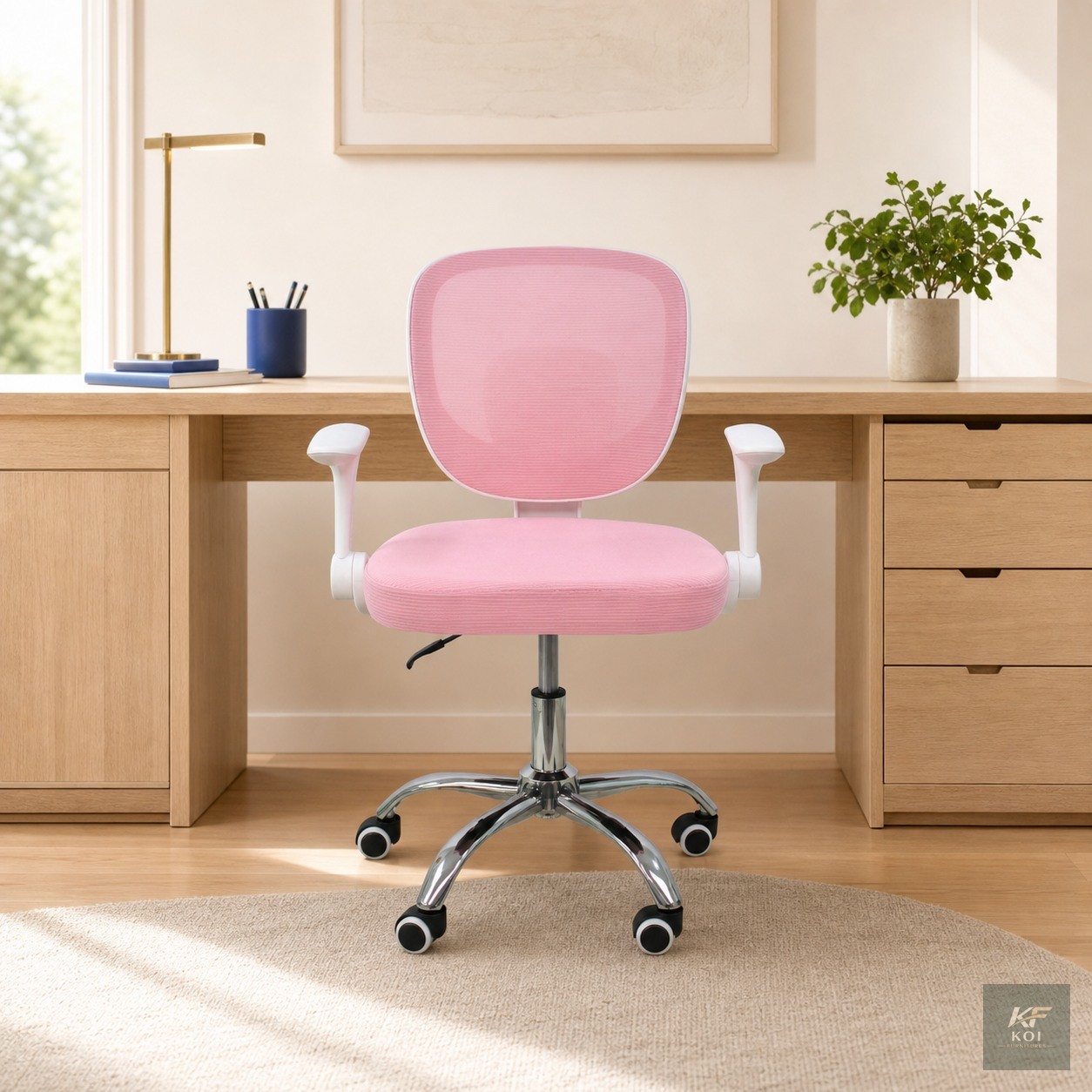 pink and white ergonomic kids' chair, pink and white children's office chair, ergonomic kids' study chair, pink study chair for children, adjustable kids' desk chair, children's computer chair Kenya,