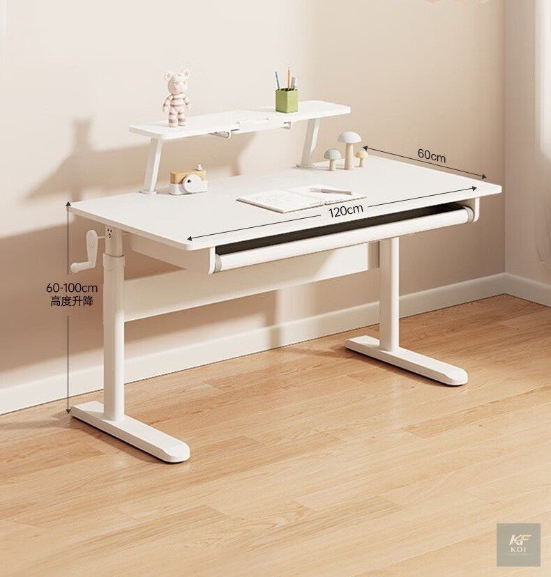 White Manual Adjustable Home Office Desk 2
